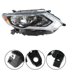 Headlamps Assembly LH+RH For 2017-2019 Nissan Rogue Clear Lens Halogen Chrome