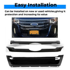 Glossy Black ABS Front Bumper Grille Trim Molding for 2011-2014 Ford Edge 3 Piece