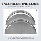 Pair Round Single Axle Trailer Fenders Backs for 14-16 Inch Wheels