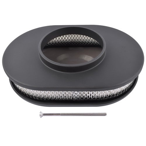 Black Cast Aluminum Half Finned 12″ Air Cleaner Assembly for Chevy Mopar Classic