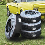 Tyre Cases+Tyre Bags Car Cover 4Pcs New W/ Handheld For Gray 420D And Black 600D