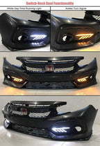 LED DRL Fog Lights Cover & Chrome Grille Grill for 2016-2018 for Honda Civic Si