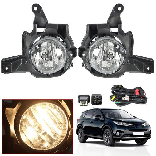 For Toyota RAV4 2013-2015 4DR Front Bumper Fog Lights Lamps+Switch Kit Clear