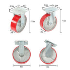 4 Pack Swivel Caster Wheels 6" × 2" Polyurethane 4800Lbs (2 Swivel & 2 Rigid)