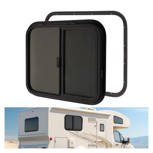 24" W X 20" H Horizontal Slide RV Exit Window W/Trim Ring For RV Cargo Trailer