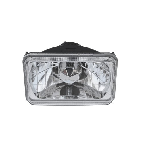 ZZ2V00107 4x6 Inch Clear Glass Diamond Cut Chrome Crystal Semi Sealed Headlight