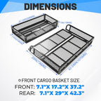Front Rear Cargo Basket Luggage Carrier Mesh Rack Black Steel for ATV