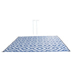 9x12ft Waterproof Outdoor Rug Outdoor Plastic Straw Rug Carpet Blue & White