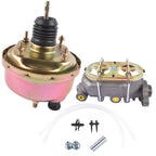 7" Zinc Street Rod Rat Rod Power Brake Booster w/ Bail Top Master Cylinder Kit