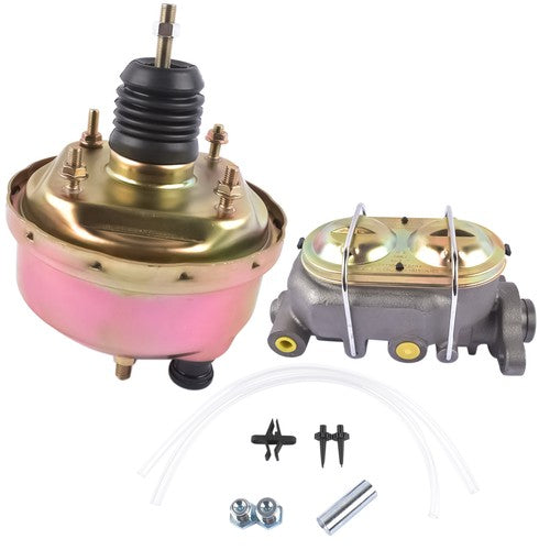 7" Zinc Street Rod Rat Rod Power Brake Booster w/ Bail Top Master Cylinder Kit