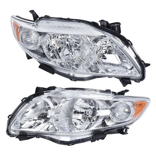 Pair Set For Toyota Corolla 2009-2010 Headlight Replacement Halogen Clear L+R