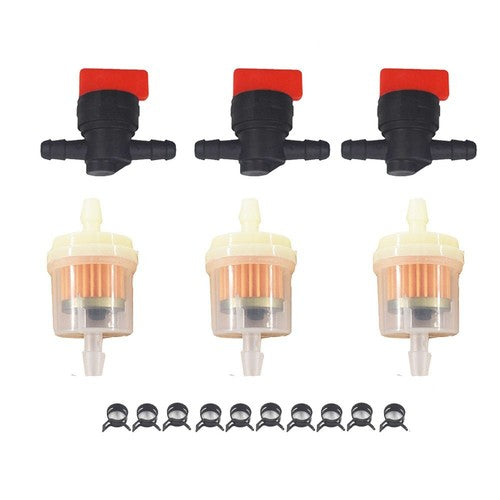 Bladsharr In Line Fuel Gas Filter Shut Cut Off Valve Clamp 3Kit 1/4"