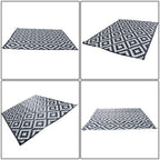 8x10ft Waterproof Outdoor Rug Outdoor Plastic Straw Rug For Camping Black&White