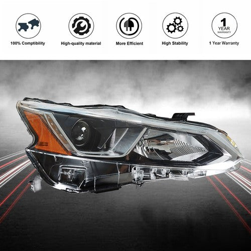Right Side Headlight Headlamp Halogen For 2019-2020 Nissan Altima Chrome Housing