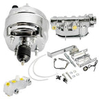 9" Chrome Brake Booster Master Cylinder Disc Drum Valve Kit For Chevy Corvette