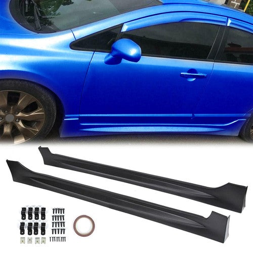 PP Mugen RR Style Side Skirts for Honda Civic Sedan 8th Gen 2006-2011 ABS Black