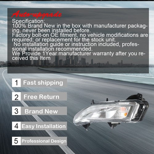 For Chevy Malibu 19-20 1.5/2.0L Driver Left Clear Lens LED DRL Fog Single Light