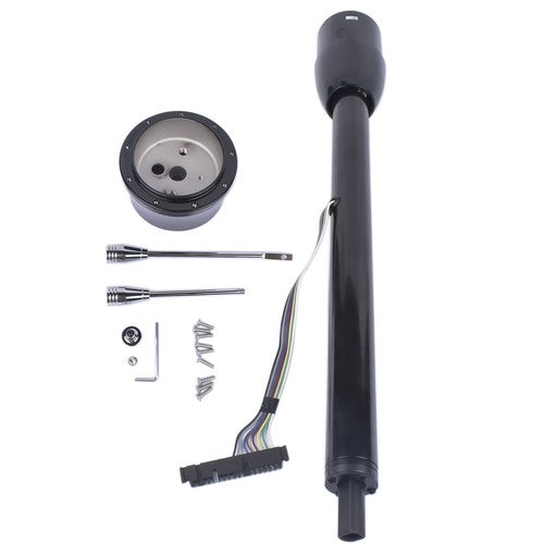 Manual Column Floor Shift Tilt Steering Column w/ Wheel Adapter No Key Black 32"
