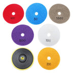 7PCS 4 Inch Set Wet Dry Diamond Polishing Pads For Granite Concrete Marble Stone
