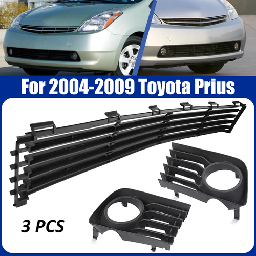 Front Lower Grille Pair Fog Light Covers with Hole for Toyota Prius 2004-2009