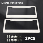 Chrome Stainless Steel Metal License Plate Frame Tag Cover With Screw Caps 2 Pack
