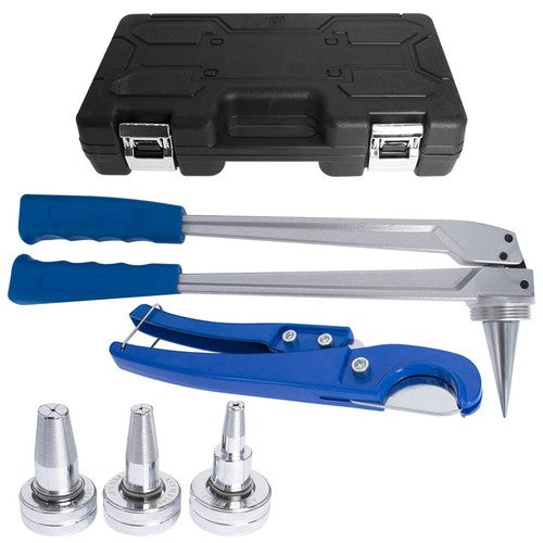 PEX Expansion Tool Kit Tube Expander with 1/2" 3/4" 1" Expander Heads Hard Case