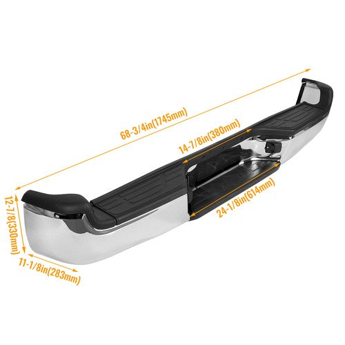 Chrome Rear Bumper Assembly Steel with Light for Toyota Tacoma Pickup 2005-2015