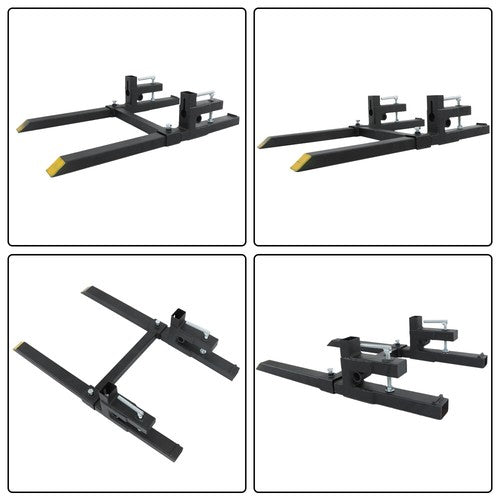 43" Pallet Forks Clamp On Tractor Forks w/Adjustable Bucket Forks 2000lbs