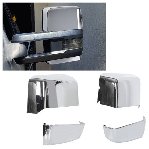 Pair Chrome Tow Mirror Cap Cover for 2014 2018 2019 Chevy Silverado GMC Sierra