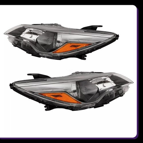 Black Headlight Set Halogen Headlamp for 2015-2017 Toyota Camry LE SE Pair