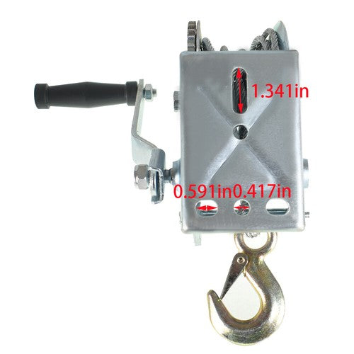 1600lbs Hand Winch Hand Crank Trailer Winch W/10m (32ft) Cable Manual Winch