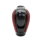 3491080B0A Shift Knob for Nissan GTR R35 Red Leather Carbon Fiber 2009-2021