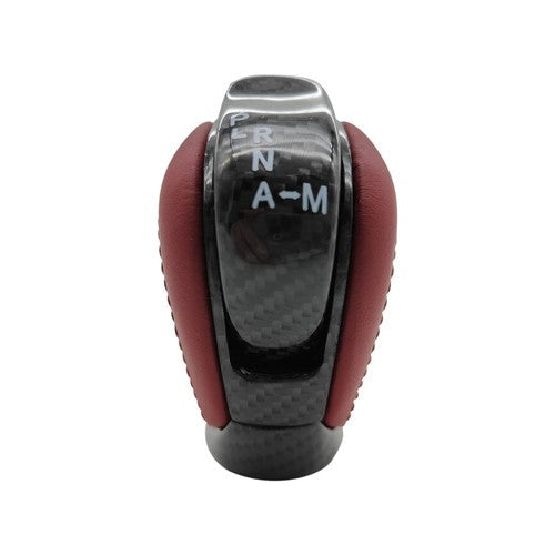 3491080B0A Shift Knob for Nissan GTR R35 Red Leather Carbon Fiber 2009-2021