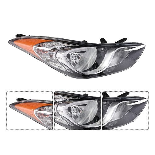 ZZ2V00905 Halogen Headlights Assembly Pair for 2011-2013 Hyundai Elantra