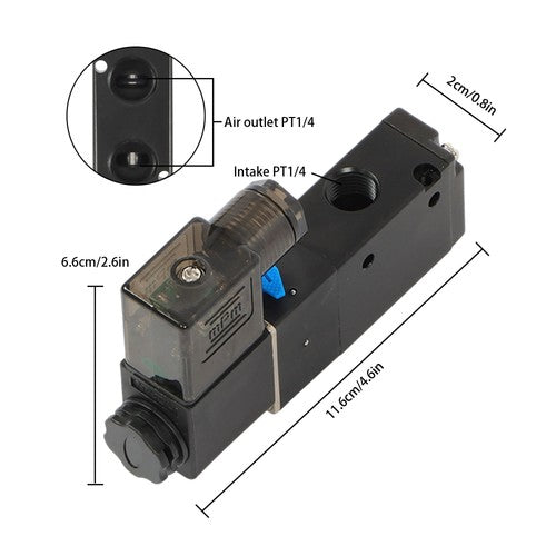 1/4" 3 Way 2 Position Inline Directional Control Electric Solenoid Valve 24V DC