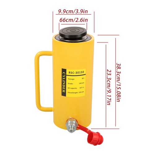 30 Tons Aluminum Hydraulic Cylinder Jack 6 Inch Stroke Single Acting Cylinder