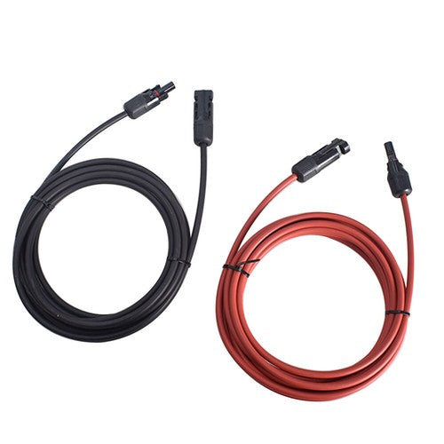 1Pair Solar Panel Extension Cable Wire Connector 12AWG 10ft Black + Red