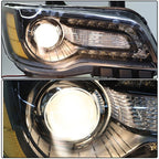 Headlight Black Pair Projector For Chrysler 300 11-14 Passenger + Driver Side
