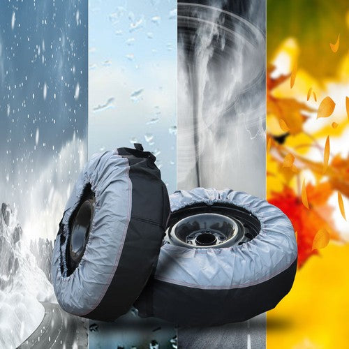 Tyre Cases+Tyre Bags Car Cover 4Pcs New W/ Handheld For Gray 420D And Black 600D