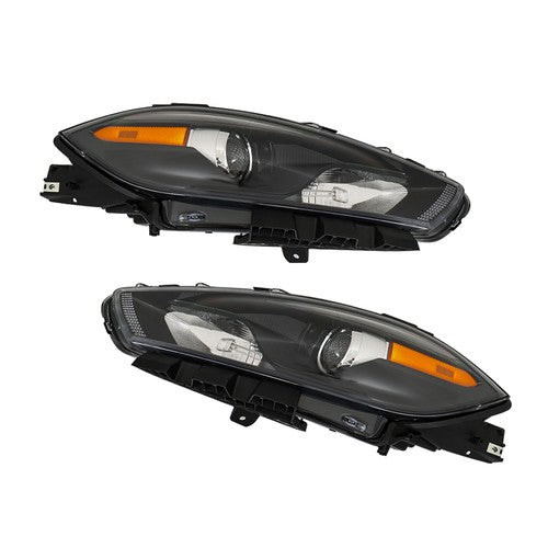 Fit For Dodge Dart 2013-2016 LH+RH Headlights Replacement Halogen Black Housing