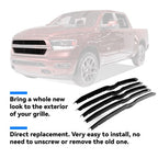 Gloss Black Grille Cover Overlay Trim for Dodge Ram 1500 2019 to 2023
