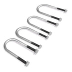 Trailer U Bolt Kit for 2 Inch Axle Tube 6 Inch Long Set Of 4 Bare Metal