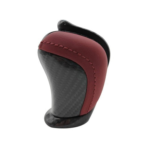 3491080B0A Shift Knob for Nissan GTR R35 Red Leather Carbon Fiber 2009-2021