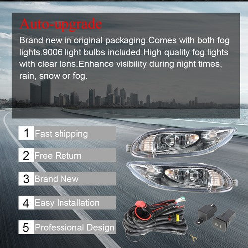 For Toyota Corolla 2005-2008 Bumper Lamp Clear Fog Light Pair+Switch Wiring Kit