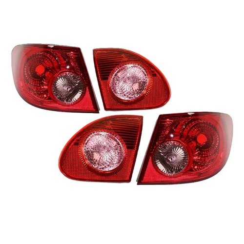4PCS Rear Tail Lights Lamp Clear & Red Lens for 2003-2008 for Toyota Corolla
