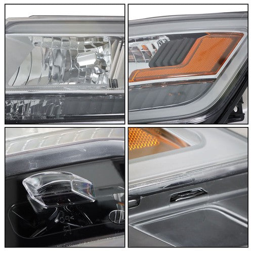 Left LH Fit For Ford Explorer 2016-19 Halogen W/LED DRL Headlight Chrome Housing