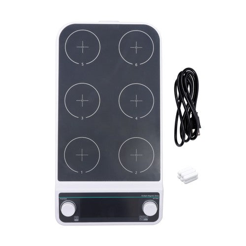 6x500ml 6 Position Magnetic Stirrer 50-1200RPM 120℃/248℉ Multi-Position Magnetic
