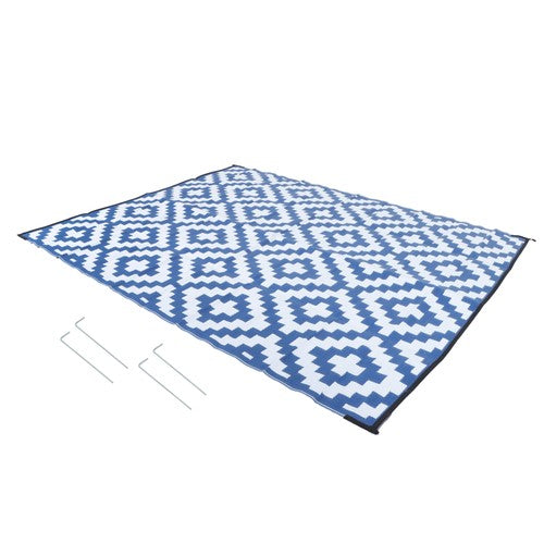 8x10FT Waterproof Foldable Outdoor Plastic Navy Blue White Carpet