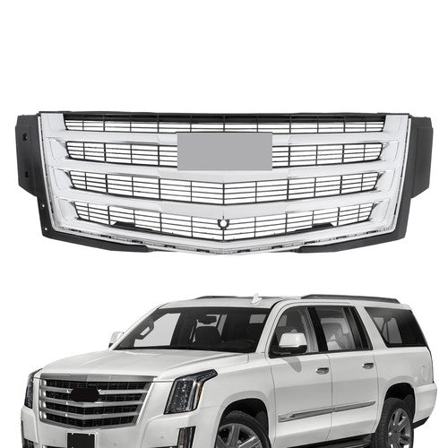 Front Bumper Grille Plastic Chrome Fit For Cadillac Escalade 2015-2020