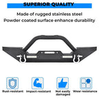 Front Bumper With Winch Plate D Rings Rock Crawler for Jeep Wrangler 87-06 TJ YJ